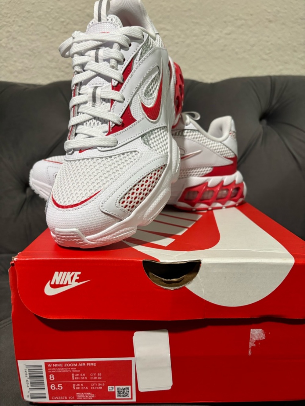 Nike White and Red Zoom Air Running Shoes